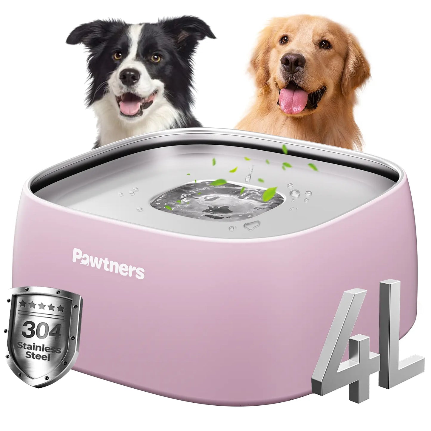 Pawtners No-Spill Pet Water Bowl with Floating Disk Design - Slow Feeder for Dogs and Cats of All Sizes