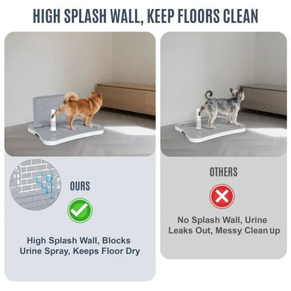 Indoor Dog Potty System with Splash Wall and Center Post for Effective Puppy Training