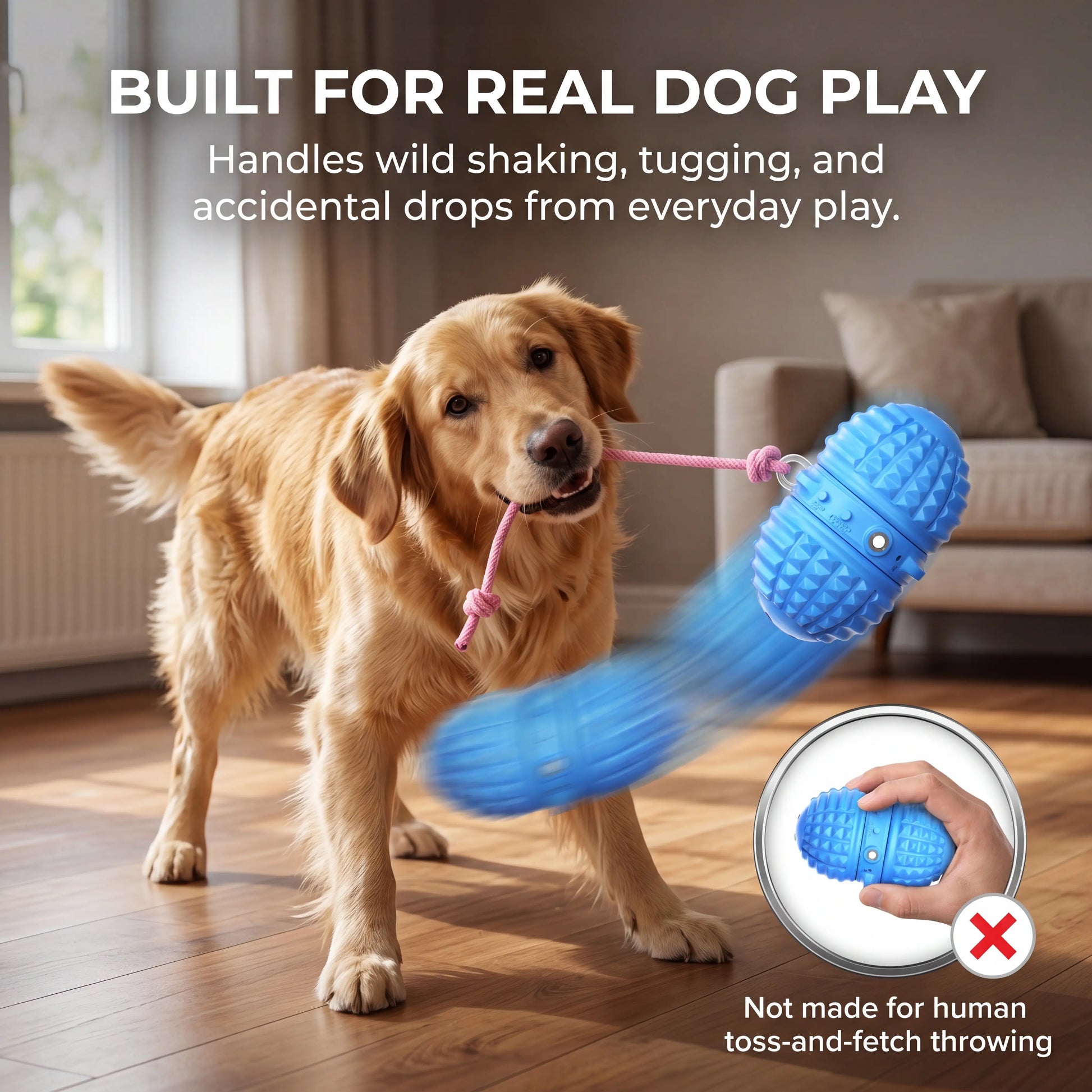 Interactive Automatic Rolling Dog Toy with Dual Motors, Voice Recording, and Motion Activation - Water Resistant and Rechargeable for Small to Medium Dogs, Ideal for Indoor Play and Boredom Relief