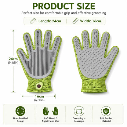 Professional Pet Grooming Glove for Cats and Dogs - Soft Silicone Brush for Daily Grooming, Deshedding, and Relaxing Massage to Enhance Pet Comfort and Maintain a Clean Home