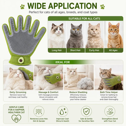 Professional Pet Grooming Glove for Cats and Dogs - Soft Silicone Brush for Daily Grooming, Deshedding, and Relaxing Massage to Enhance Pet Comfort and Maintain a Clean Home