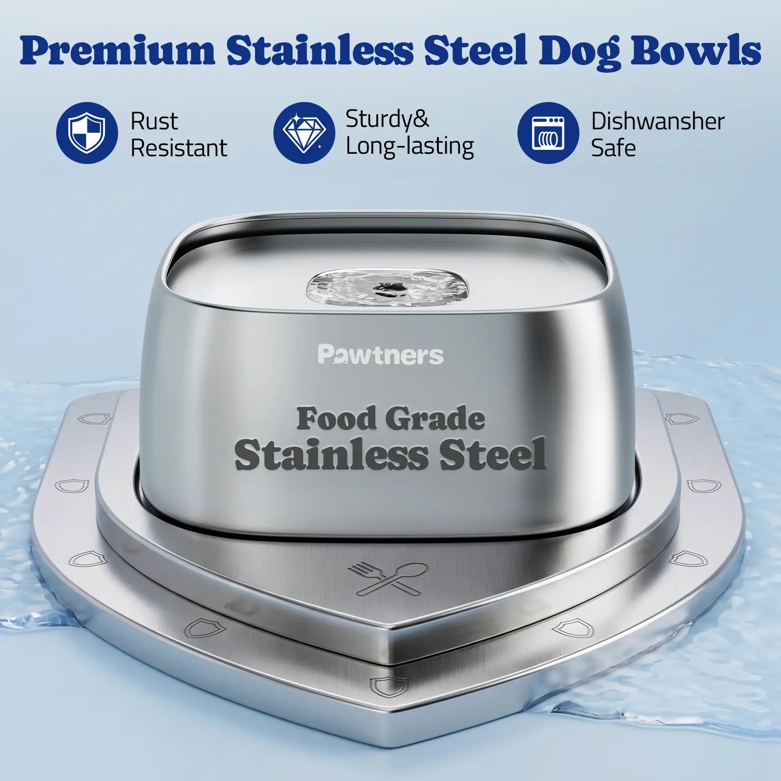 Pawtners No-Spill Pet Water Bowl with Floating Disk Design - Slow Feeder for Dogs and Cats of All Sizes