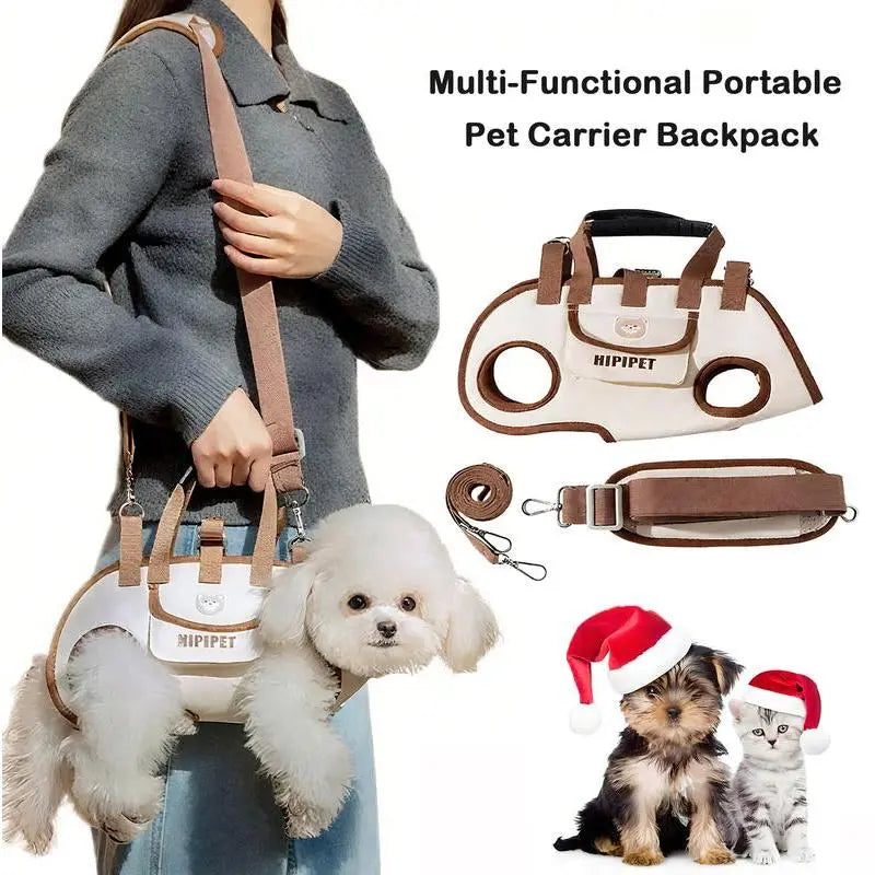 Hipipet Outdoor Dog Backpack Leash - Versatile Hands-Free Carrier with Side-Crossbody and Towing Air Mesh Design for Pets