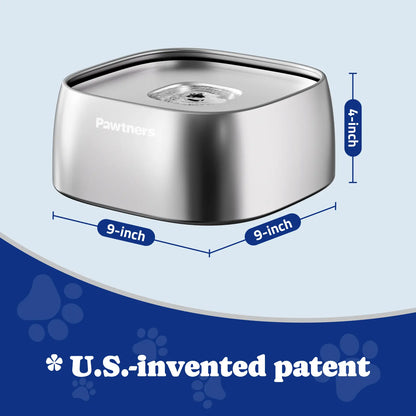 Pawtners No-Spill Pet Water Bowl with Floating Disk Design - Slow Feeder for Dogs and Cats of All Sizes