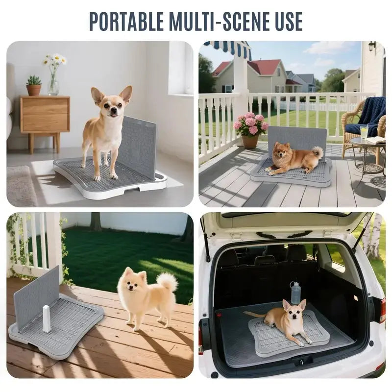 Indoor Dog Potty System with Splash Wall and Center Post for Effective Puppy Training