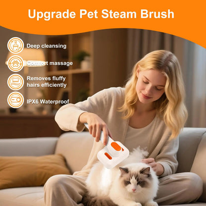 Cat Grooming Brush - Waterproof Steam Deshedding Tool with One-Button Hair Removal for Cats and Dogs, Ideal for Pet Fur Cleaning and Trimming