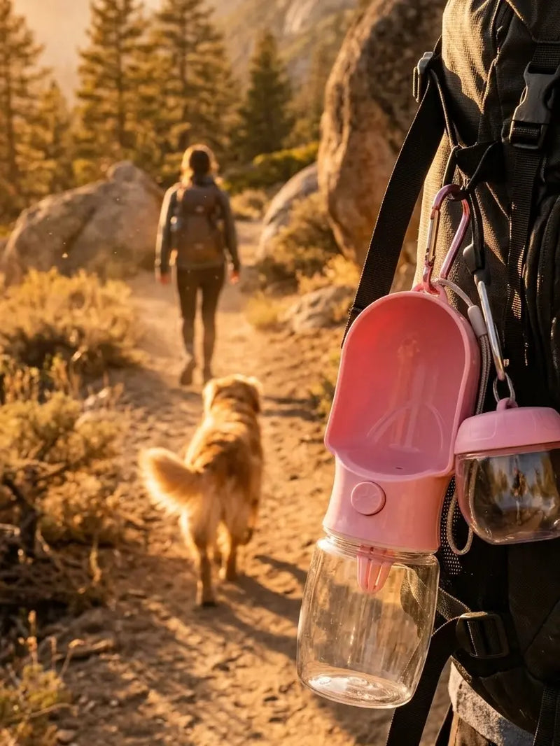 3-in-1 Portable Pet Water Bottle - 20oz Leak-Proof Container with Integrated Poop Bag Dispenser, Perfect for Travel, Hiking, and Outdoor Activities