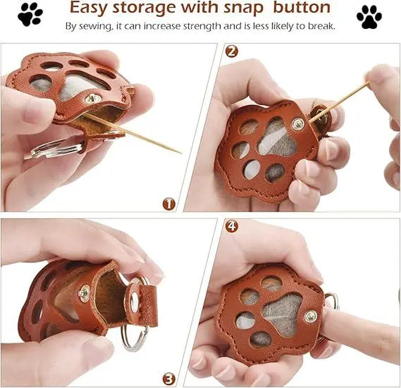 Pet Fur Memory Charm Leather Keychain - Paw-Shaped Keepsake for Dog and Cat Hair, Memorial Gift for Grieving Pet Owners