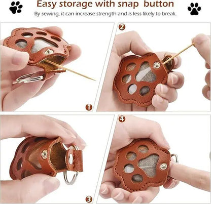 Pet Fur Memory Charm Leather Keychain - Paw-Shaped Keepsake for Dog and Cat Hair, Memorial Gift for Grieving Pet Owners
