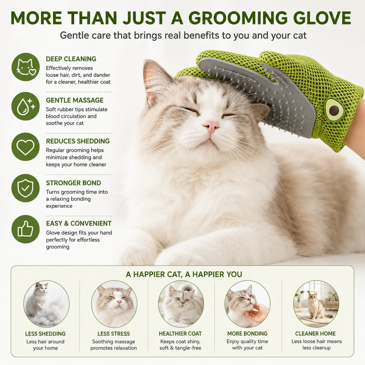 Professional Pet Grooming Glove for Cats and Dogs - Soft Silicone Brush for Daily Grooming, Deshedding, and Relaxing Massage to Enhance Pet Comfort and Maintain a Clean Home