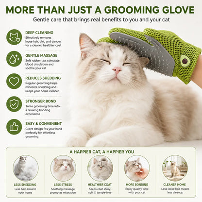 Professional Pet Grooming Glove for Cats and Dogs - Soft Silicone Brush for Daily Grooming, Deshedding, and Relaxing Massage to Enhance Pet Comfort and Maintain a Clean Home