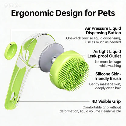 2026 Advanced 2-In-1 Pet Bath Brush with Integrated Shampoo Dispenser - Gentle Massage Grooming Tool for Long and Short Fur Dogs and Cats, Essential Bath Accessory