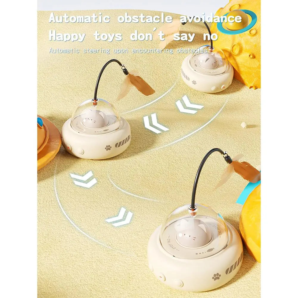Interactive 2-in-1 Smart Laser and Feather Wand Toy for Indoor Cats - Automatic Rotating, Durable Self-Play Electric Pet Toy for Enhanced Feline Engagement