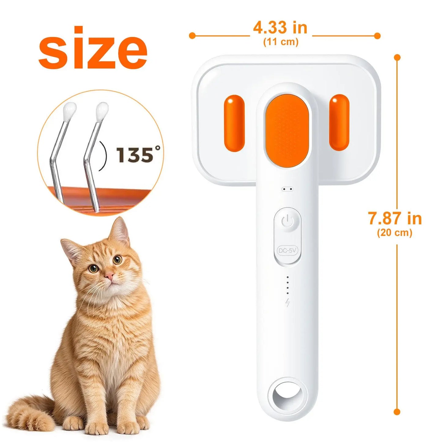 Cat Grooming Brush - Waterproof Steam Deshedding Tool with One-Button Hair Removal for Cats and Dogs, Ideal for Pet Fur Cleaning and Trimming