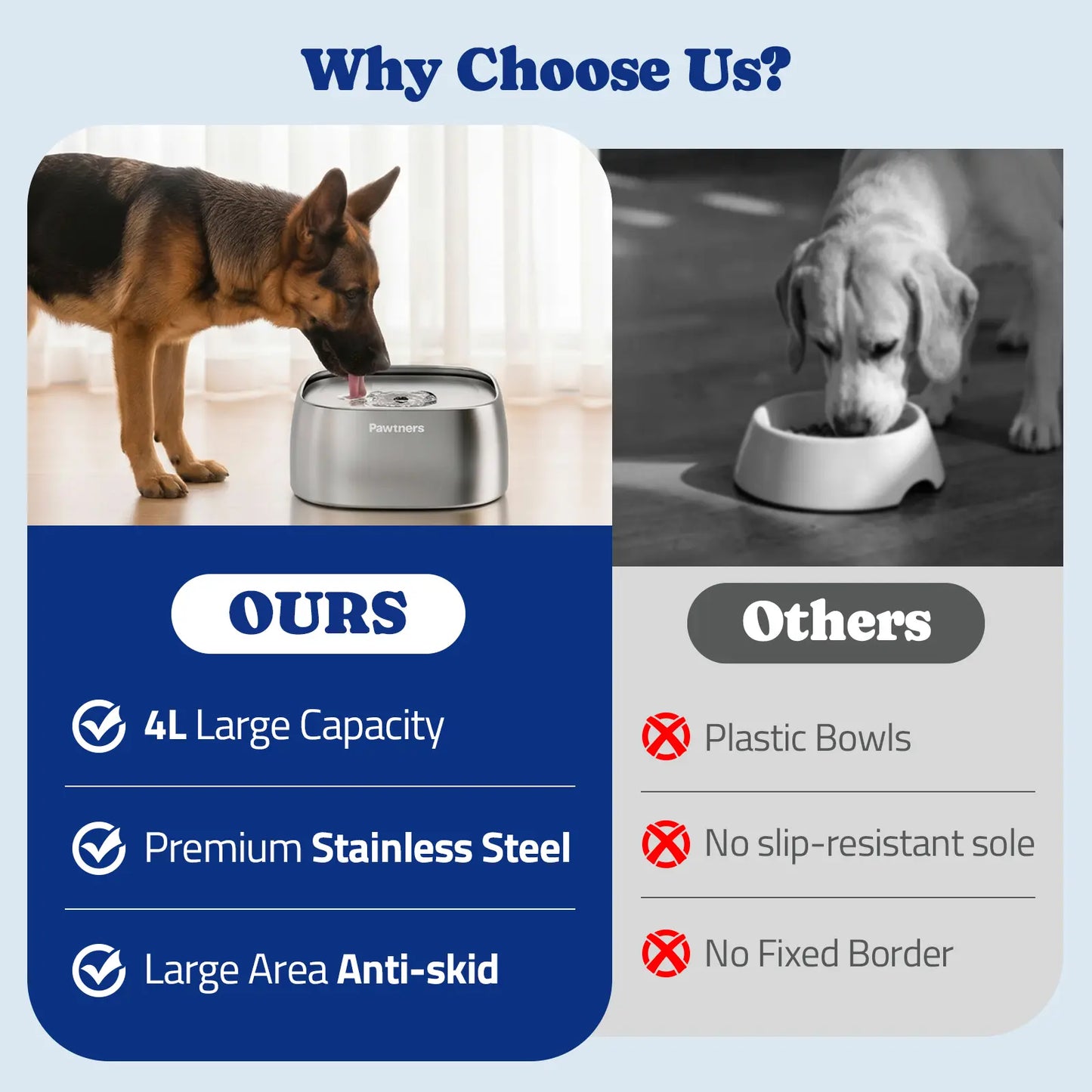 Pawtners No-Spill Pet Water Bowl with Floating Disk Design - Slow Feeder for Dogs and Cats of All Sizes