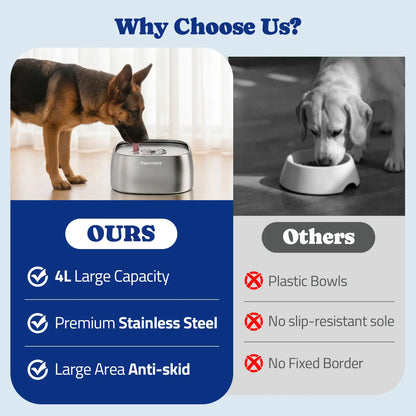 Pawtners No-Spill Pet Water Bowl with Floating Disk Design - Slow Feeder for Dogs and Cats of All Sizes